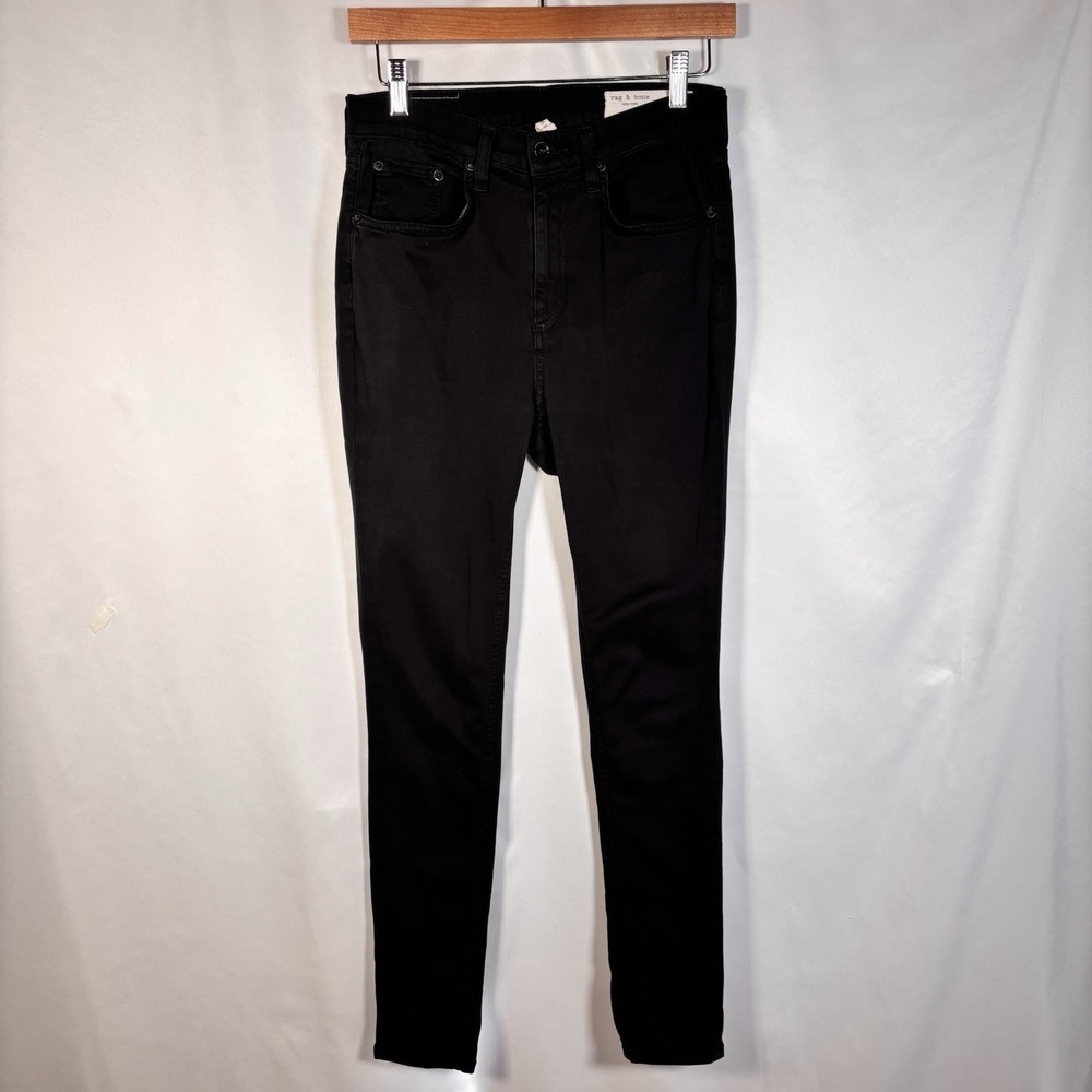 Rag Bone Jeans Womens 27 High Rise Ankle Skinny Denim Black Classic Chic Stretch